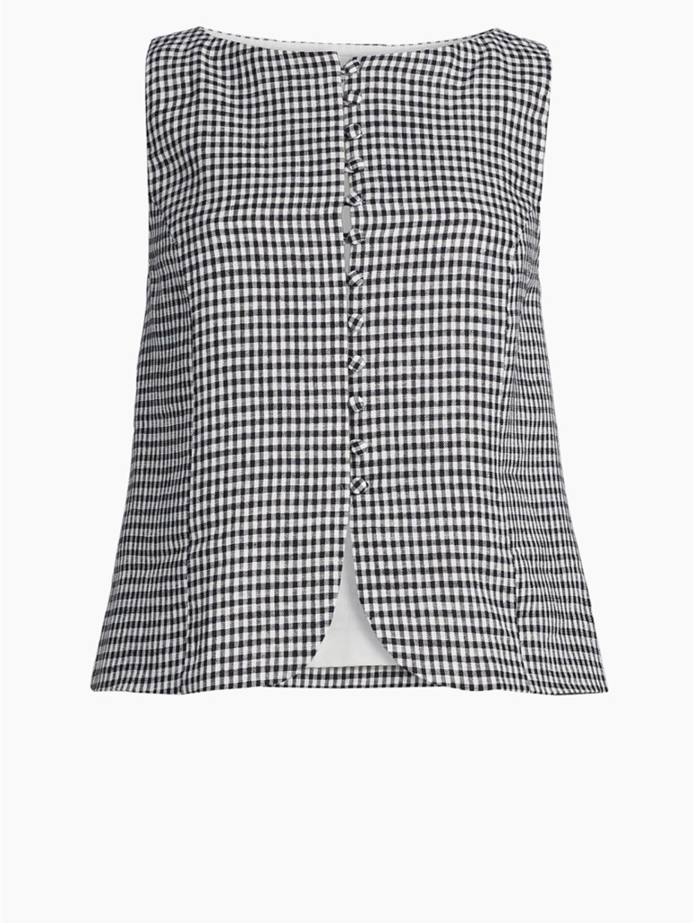 Reformation Addison vest  Black & White Gingham Button-Front Top NWT small